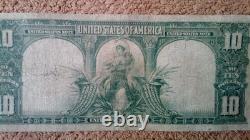 1901 $10 Ten Dollar Large-size Note (nickname Bison Note), Cf, Pmg 15, Red Sea L