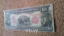 1901 $10 Ten Dollar Large-size Note (nickname Bison Note), Cf, Pmg 15, Red Sea L