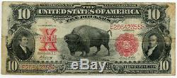 1901 US $10 Bison Large Legal Tender Note Elliott & White VF FR #121