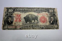 1901 USA $10 Dollar Red Seal Bison Note United States Circulated Rare Banknote