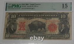 1901 USA $10 Ten Dollars BISON Legal Tender SN# E57655381 PMG 15! NO COMMENTS