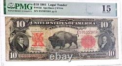 1901 USA $10 Ten Dollars BISON Legal Tender SN# E57655381 PMG 15! NO COMMENTS