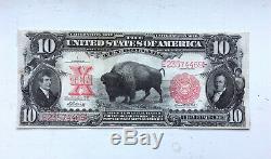 1901 United States $10 Ten Dollar Bison Note Red Seal Legal Tender Fr. 121 Mule
