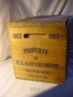 1913 Denver mint, bison, buffalo, cheif, indian head, nickle, country western wood box