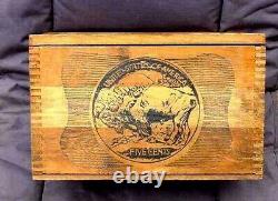 1913 Denver mint, bison, buffalo, cheif, indian head, nickle, country western wood box