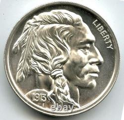 1913 Native American Indian + Buffalo Bison 999 Silver 2 oz Art Medal Round R667