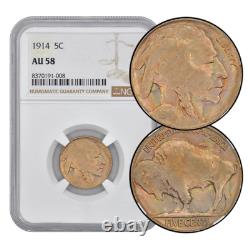 1914 5C Buffalo Nickel NGC AU58 Lovely Rainbow Toning
