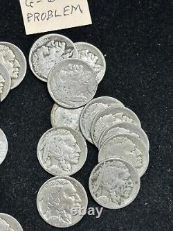 1915 D Denver 5 Cents Buffalo Bison Indian Nickel Lot Of 52 Coins