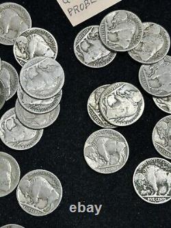 1915 D Denver 5 Cents Buffalo Bison Indian Nickel Lot Of 52 Coins