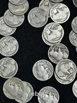 1915 D Denver 5 Cents Buffalo Bison Indian Nickel Lot Of 52 Coins