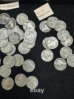 1915 D Denver 5 Cents Buffalo Bison Indian Nickel Lot Of 52 Coins