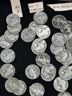 1915 D Denver 5 Cents Buffalo Bison Indian Nickel Lot Of 52 Coins