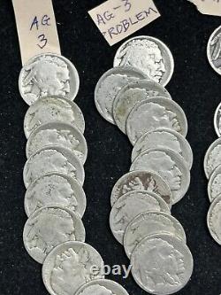 1915 D Denver 5 Cents Buffalo Bison Indian Nickel Lot Of 52 Coins