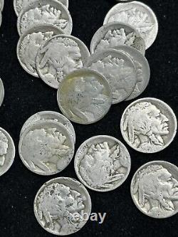 1915 D Denver 5 Cents Buffalo Bison Indian Nickel Lot Of 52 Coins