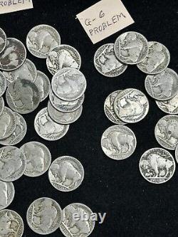 1915 D Denver 5 Cents Buffalo Bison Indian Nickel Lot Of 52 Coins