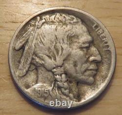 1915-S Buffalo nickel near Full Horn VF / XF rugged original