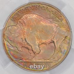 1916 5C Buffalo Nickel PCGS MS64 Lovely Rainbow Toning