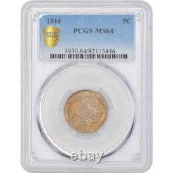 1916 5C Buffalo Nickel PCGS MS64 Lovely Rainbow Toning