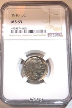 1916 Buffalo Nickel NGC MS 63 Lots of Pastel Coloring Beautiful Coin