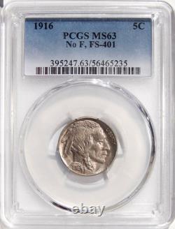 1916 NO F 5c PCGS MS 63 FS-401 NEAT BUFFALO NICKEL VARIETY