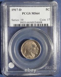 1917-D Buffalo Nickel PCGS MS64 Well Struck