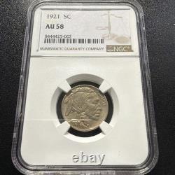 1921 5c Buffalo Nickel NGC AU58