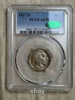 1927-D BUFFALO NICKEL PCGS AU58 CAC Approved Lightly Toned Great Everyman