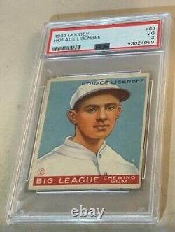 1933 Goudey #68 Horace Lisenbee Psa Vg 3 Buffalo Bisons Baseball Card