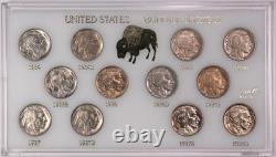1934-1938 PDS Choice AU to Gem BU Buffalo Nickel Short Set, 12 Coins, Lustrous