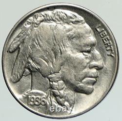 1936 BUFFALO NICKEL 5 Cents of United States of America USA Antique Coin i112118