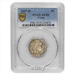 1937-D 3 Legs Buffalo Nickel 5c PCGS AU55