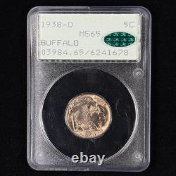 1938-D 5C MS65 CAC OGH Buffalo Nickel PCGS Rattler Great Eye Appeal PQ