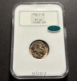 1938-D Buffalo Nickel NGC MS66 CAC? Fatty Holder Perfect Hologram