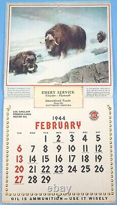 1944 Sinclair Oil Advertisement Emery Svc Wildlife Lion Bear Sheep Bison Deer