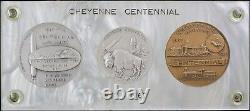 1967 3pc set Cheyenne WY Centennial (2pc. 999 Silver & 1pc Bronze) Missile Bison