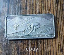 1970 Foster Inc Walla Walla Washington 1 Oz 999 Fine Silver Bar Prospector Bison