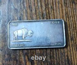 1970 Foster Inc Walla Walla Washington 1 Oz 999 Fine Silver Bar Prospector Bison