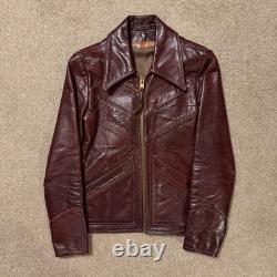 1970's Oshwahkon Bison Leather Jacket Burgandy XS