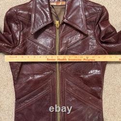 1970's Oshwahkon Bison Leather Jacket Burgandy XS