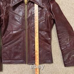 1970's Oshwahkon Bison Leather Jacket Burgandy XS