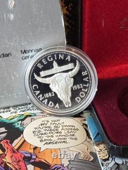 1982 Canada Proof Silver Dollar Regina Centennial Bison Skull Beauty