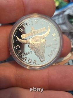 1982 Canada Proof Silver Dollar Regina Centennial Bison Skull Beauty