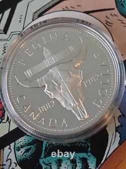 1982 Canada Proof Silver Dollar Regina Centennial Bison Skull Beauty