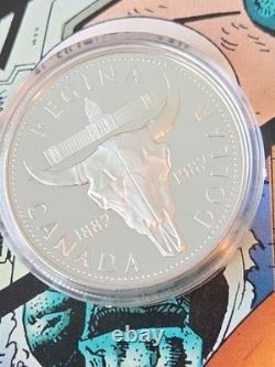 1982 Canada Proof Silver Dollar Regina Centennial Bison Skull Beauty