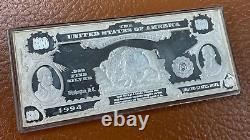 1994 $500 Bison Buffalo Silver Cert Themed 8 oz. 999 Silver Bar Washington Mint