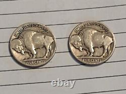 2 Indian Head bison back Nickels no date on coin -Good Condition