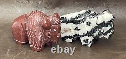 2 Navajo Fetish Carved Stones Bison