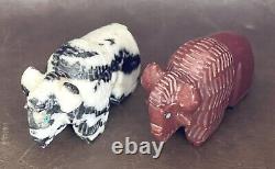 2 Navajo Fetish Carved Stones Bison