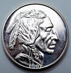 2 Oz 999 Silver Round Indian Head Buffalo 3 Leg Bison Pl Huge Vintage Rare Coin