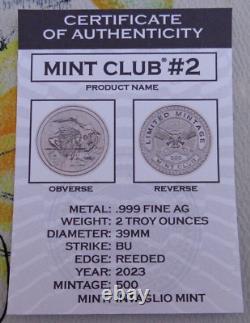 2 oz. 2023 MINT CLUB #2 BISON & INDIAN Limited rounds. 999 fine silver